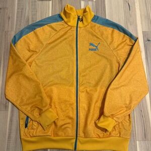 Vtg Puma Yellow Salmon track Jacket Sz L